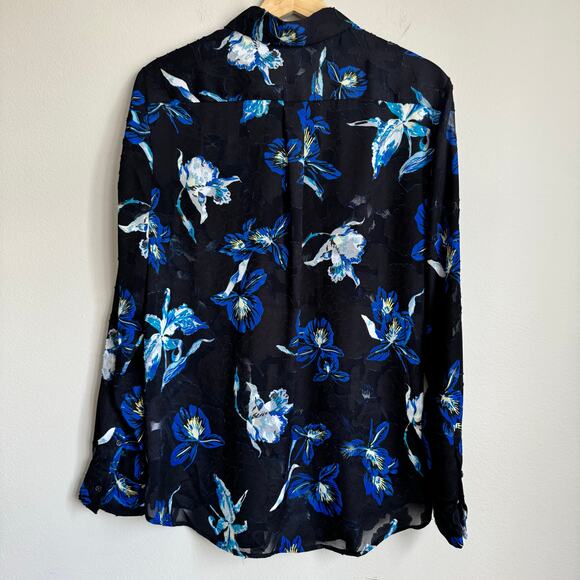 Banana Republic Women's Button Top Medium Floral Sheer Dark Romantic Whimsigoth - Picture 8 of 12